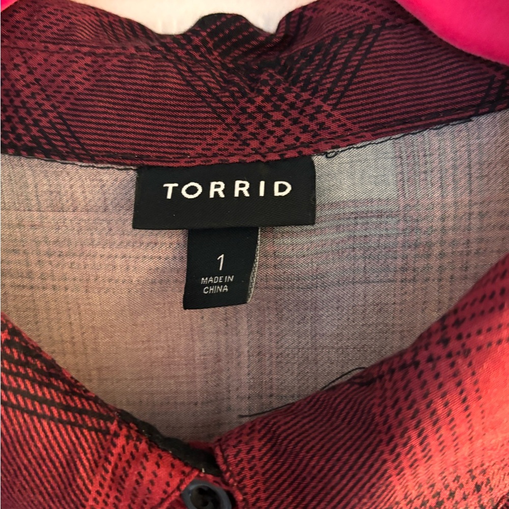 Torrid Plaid Long  Sleeve Shirt Dress 1X - Picture 3 of 5
